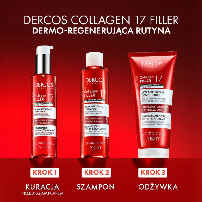 Vichy Dercos Collagen 17 Filler Ultraregenerujący szampon do włosów, 400 ml