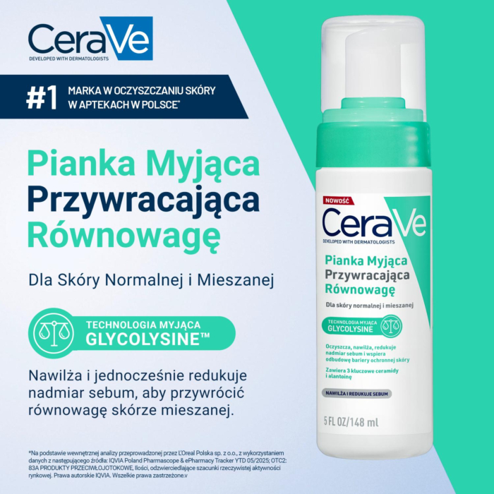 Cerave Pianka myjąca przywracająca równowagę skórze 