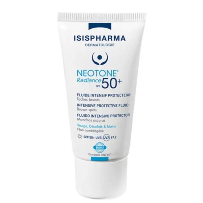 Isispharma Neotone Radiance Serum likwidujące przebarwienia skóry SPF 50+, bezbarwny