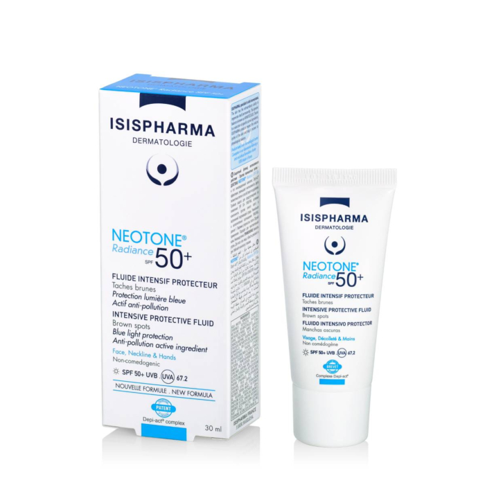 Isispharma Neotone Radiance Serum likwidujące przebarwienia skóry SPF 50+, bezbarwny