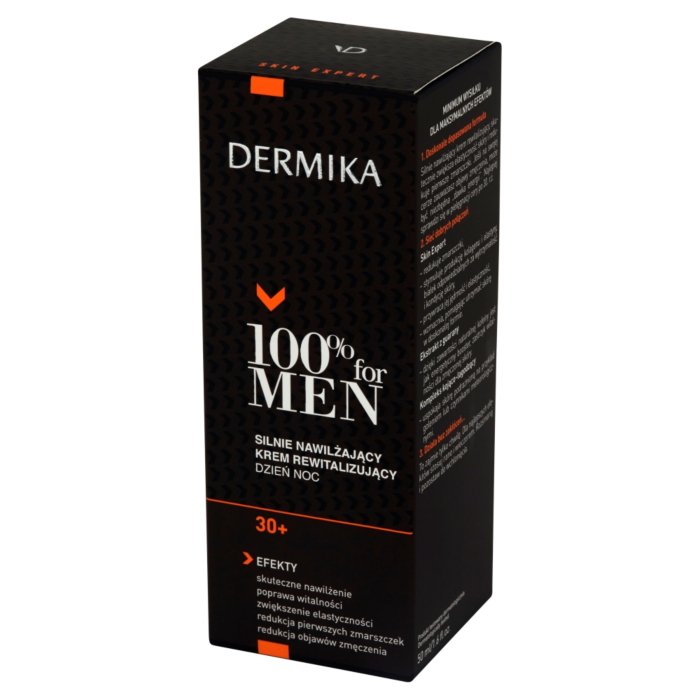 Dermika 100% For Men Krem silnie nawilżający i rewitalizujący skórę 30+ dzień/noc