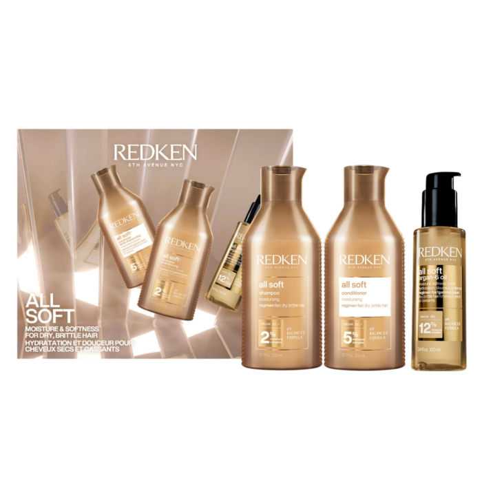 Redken All Soft Zestaw prezentowy: Szampon 300 ml + Odżywka 300 ml + Olejek Argan-6 100 ml