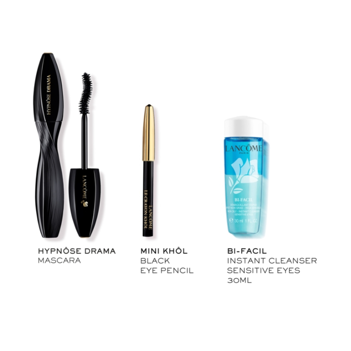 Lancôme Zestaw: Tusz do rzęs Hypnose Drama + Kredka Le Crayon Khôl + Płyn do demakijażu Bi-Facil
