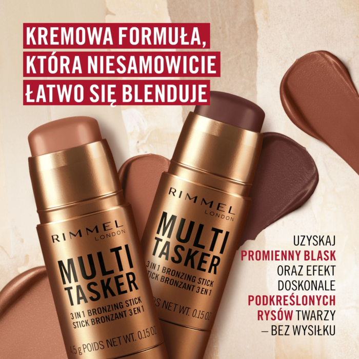 Rimmel Multitasker Bronzer do twarzy 3w1 02