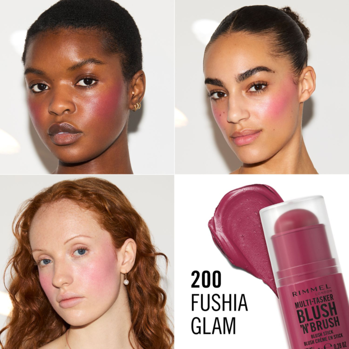 Rimmel Multi Tasker Blush'N'Brush Róż z wbudowanym pędzlem, 200 Fushia Glam