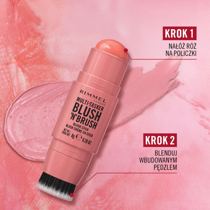 Rimmel Multi Tasker Blush'N'Brush Róż z wbudowanym pędzlem, 200 Fushia Glam