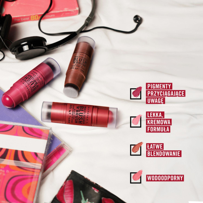 Rimmel Multi Tasker Blush'N'Brush Róż z wbudowanym pędzlem, 200 Fushia Glam