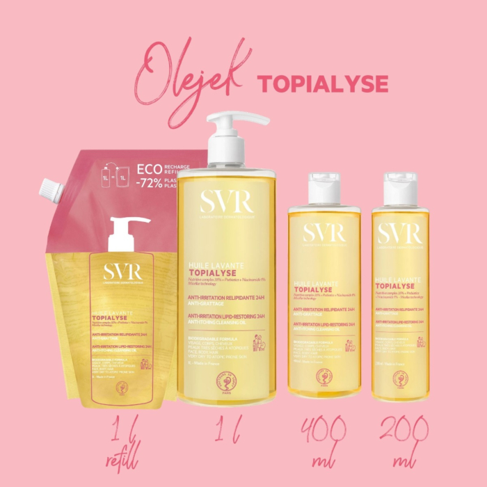 SVR Topialyse Huile Lavante Olejek do mycia do skóry suchej, atopowej Refill, 1 L