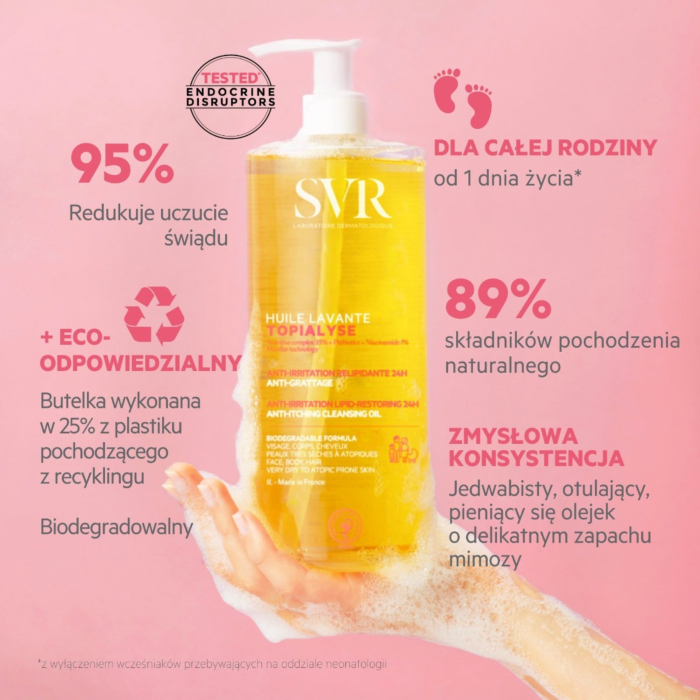 SVR Topialyse Huile Lavante, Olejek do mycia do skóry suchej, atopowej