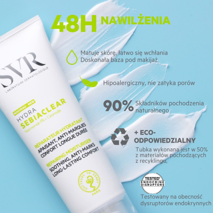 SVR Sebiaclear Crème Hydra, Krem regenerujący do skóry trądzikowej 