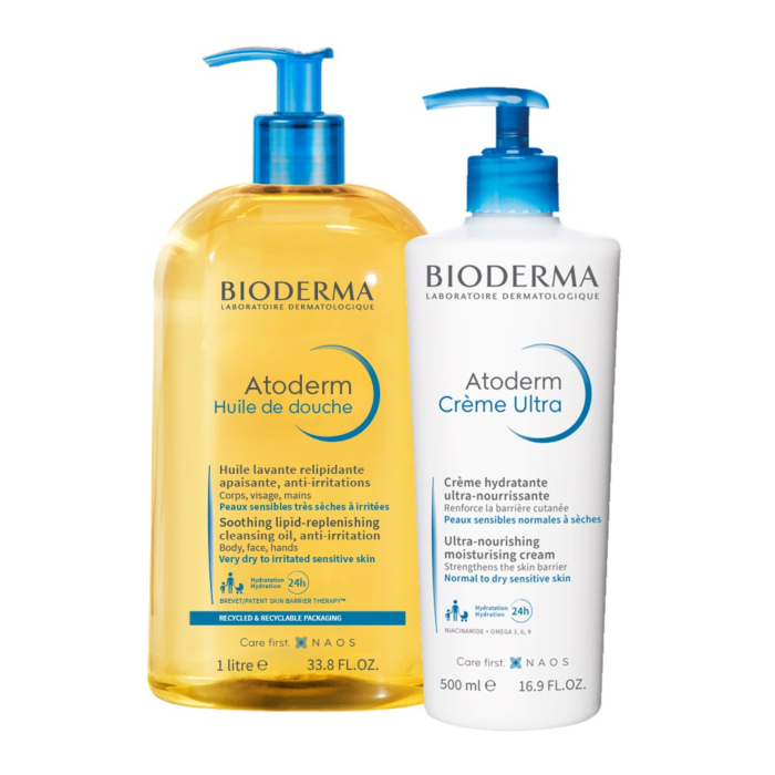 Bioderma Atoderm Zestaw: Olejek pod prysznic + Krem do ciała