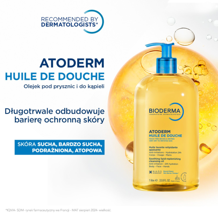 Bioderma Atoderm Huile De Douche Nawilżający olejek do kąpieli, 1000 ml