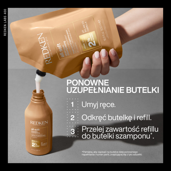 Redken All Soft Szampon do włosów Refill, 500 ml