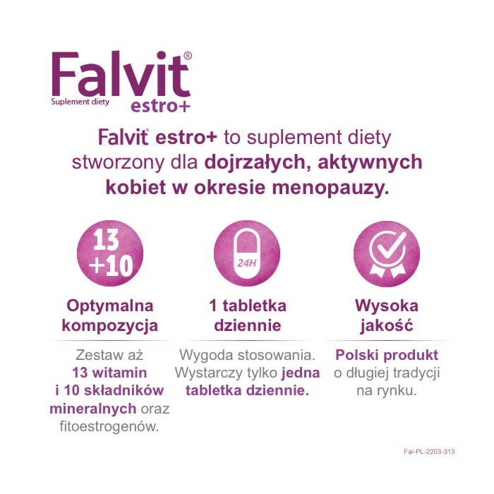 Falvit Estro+, Preparat łagodzący objawy menopauzy, Tabletki