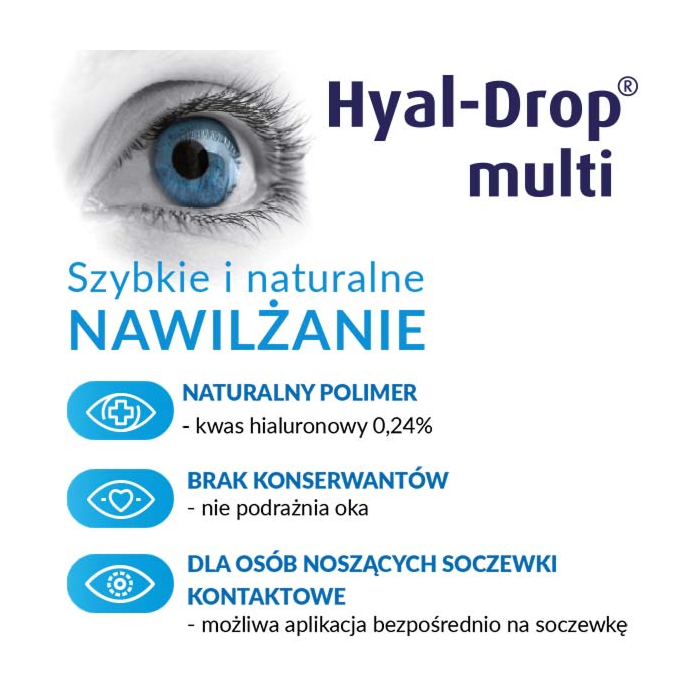 Hyal-Drop Multi, Nawilżające krople do oczu, Bez konserwantów