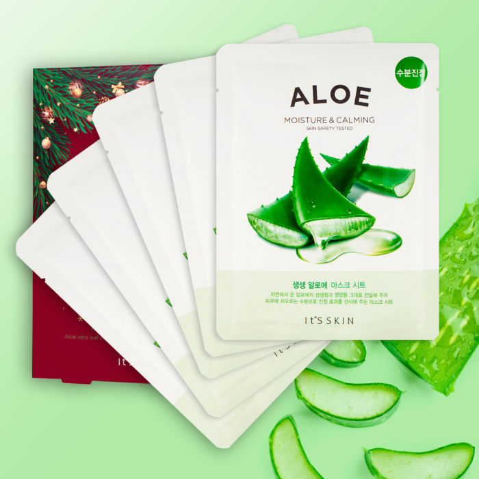 It's Skin The Fresh Mask Sheet Aloe Christmas Zestaw maseczek 