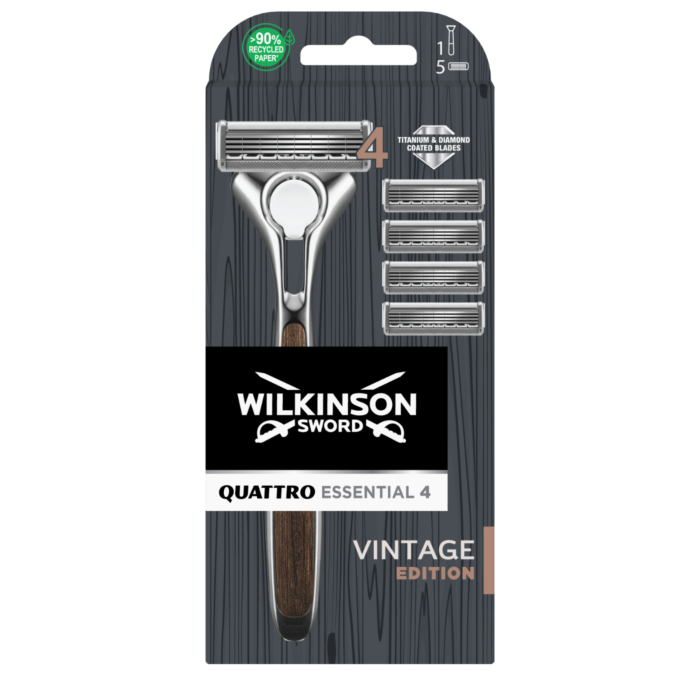 Wilkinson Quattro Titanium Vintage Clampack Maszynka do Golenia + 4 Wkłady