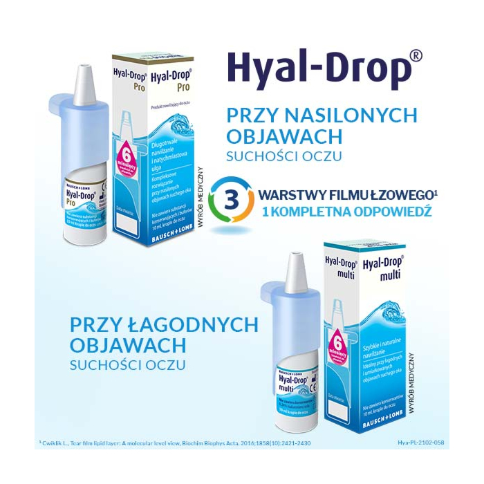 Hyal-Drop Pro, Nawilżające krople do oczu, 0,24% hialuronianu sodu