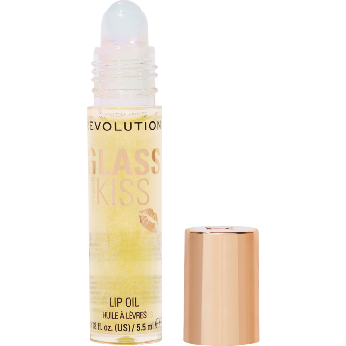 Makeup Revolution Glass Kiss Roller Ball Lip Oil Olejek do ust Stardust Lemon Shimmer, 5,5 ml