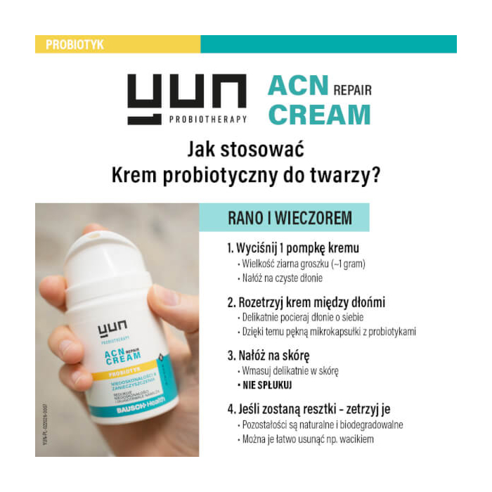 Yun Acn Repair Cream, Krem do Twarzy Probiotyczny, 50 ml 