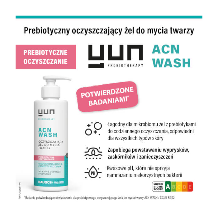Yun Acn Wash Żel Oczyszczający do Mycia Twarzy Prebiotyczny 150 ml 
