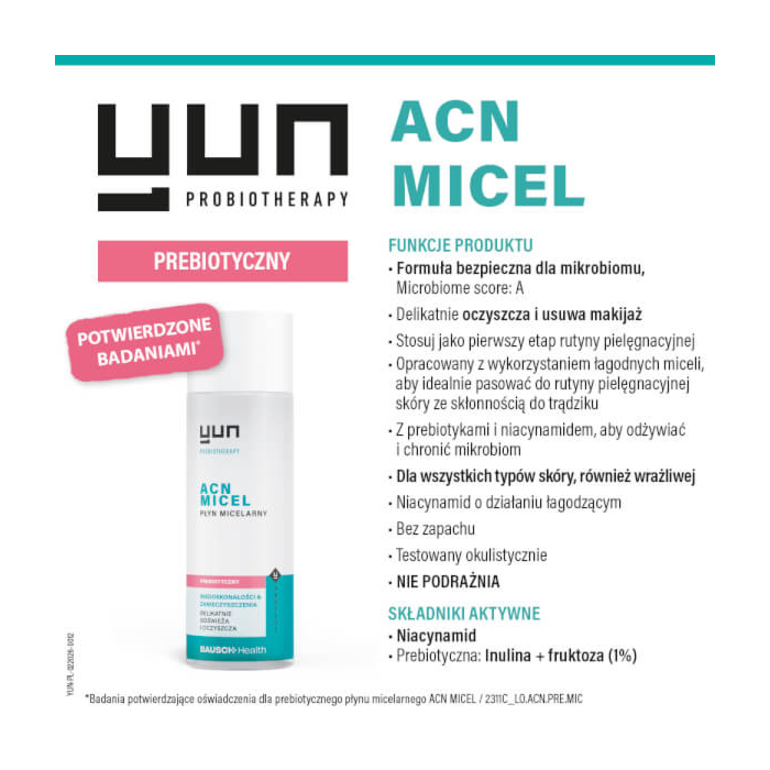 Yun Acn Micel Płyn Micelarny Prebiotyczny 200 Ml