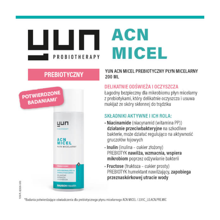 Yun Acn Micel Płyn Micelarny Prebiotyczny 200 Ml