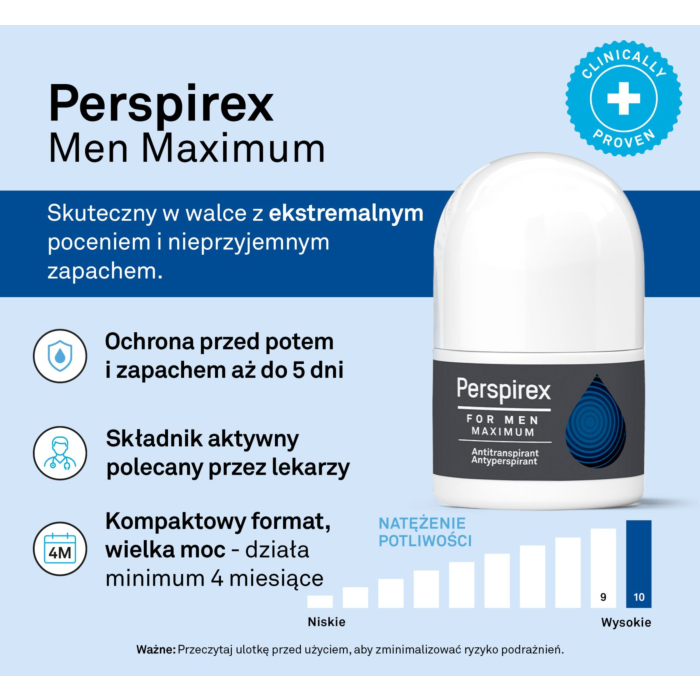 Perspirex Men Maximum, wysoce skuteczny antyperspirant, roll-on