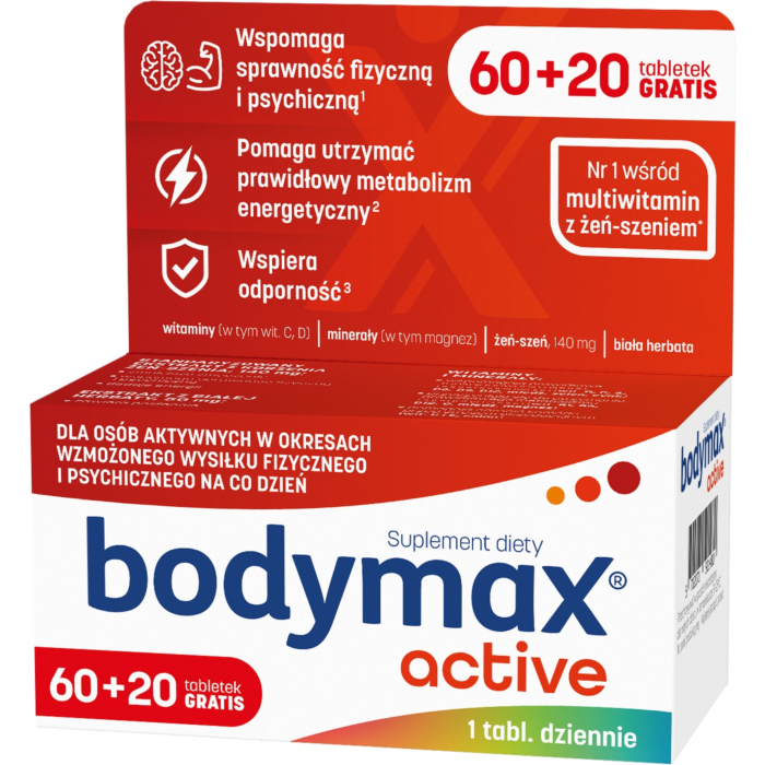 Bodymax Active, Zestaw witamin i minerałów, Tabletki