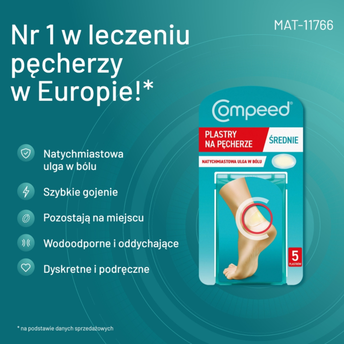 Compeed Plastry na pęcherze Rozmiar średni, 5 szt.