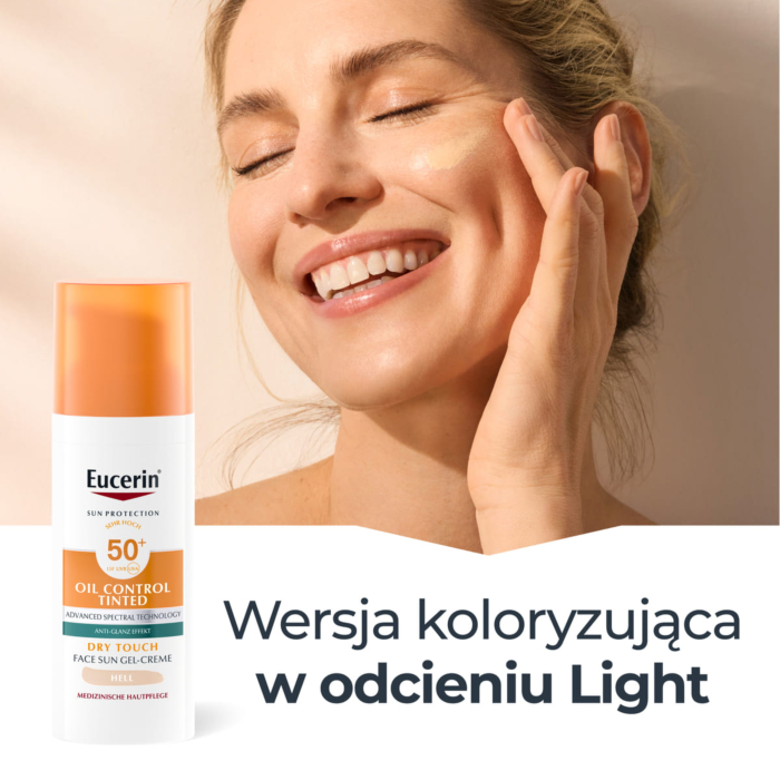 Eucerin Oil Control SPF 50+ Dry Touch Żel-krem ochronny koloryzujący Light, 50 ml