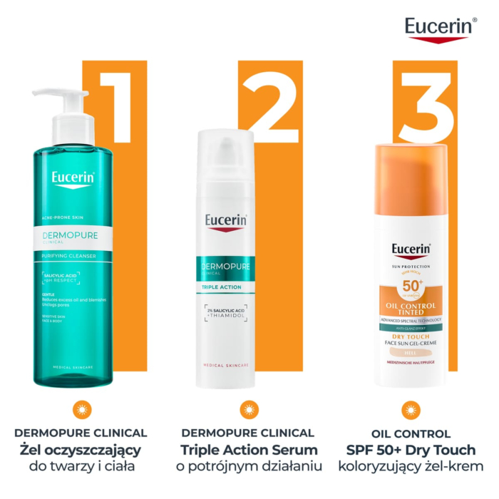 Eucerin Oil Control SPF 50+ Dry Touch Żel-krem ochronny koloryzujący Light, 50 ml