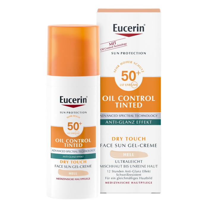 Eucerin Oil Control SPF 50+ Dry Touch Żel-krem ochronny koloryzujący Light, 50 ml