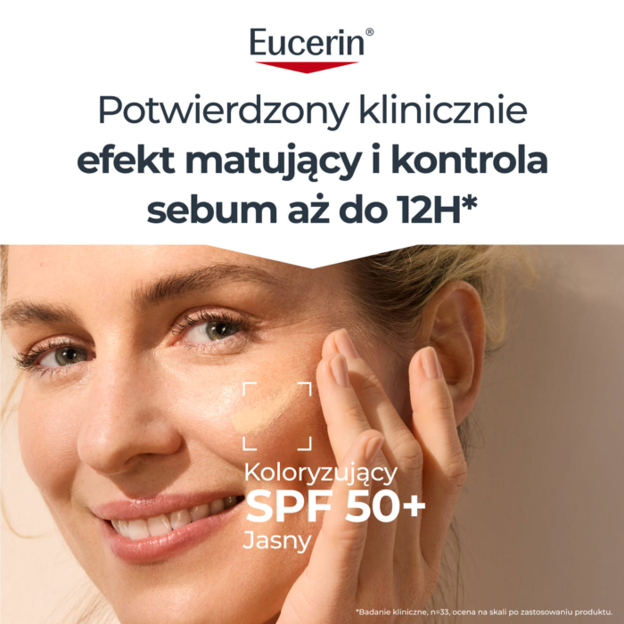 Eucerin Oil Control SPF 50+ Dry Touch Żel-krem ochronny koloryzujący Light, 50 ml