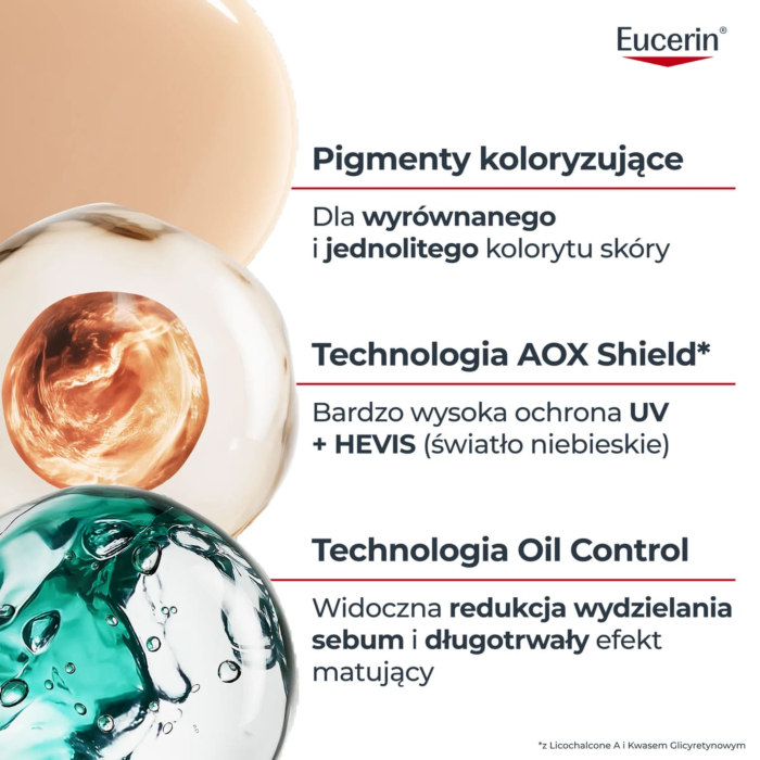 Eucerin Oil Control SPF 50+ Dry Touch Żel-krem ochronny koloryzujący Light, 50 ml