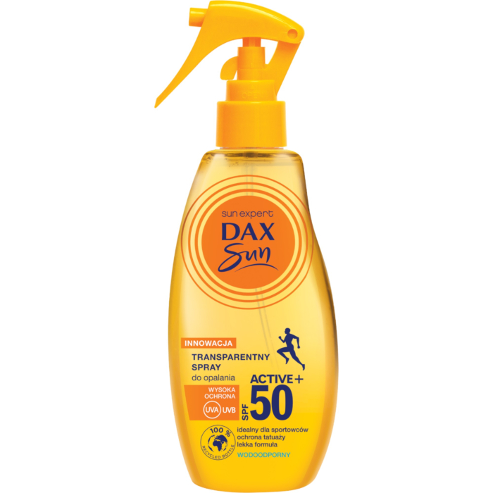 Dax Sun, transparentny spray do opalania SPF 50 triger, 200 ml