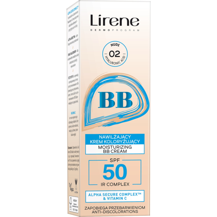 Lirene BB Nawilżający krem koloryzujący SPF 50, 02 Nude