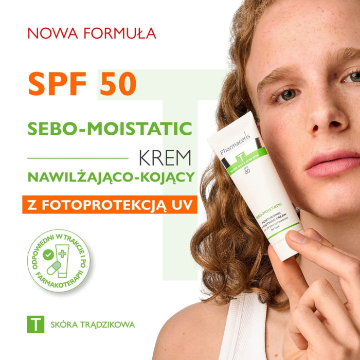 Pharmaceris T Sebo-Moistatic Nawilżająco-kojący krem ochronny SPF 50, 50 ml