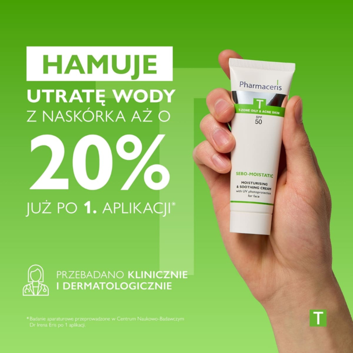Pharmaceris T Sebo-Moistatic Nawilżająco-kojący krem ochronny SPF 50, 50 ml