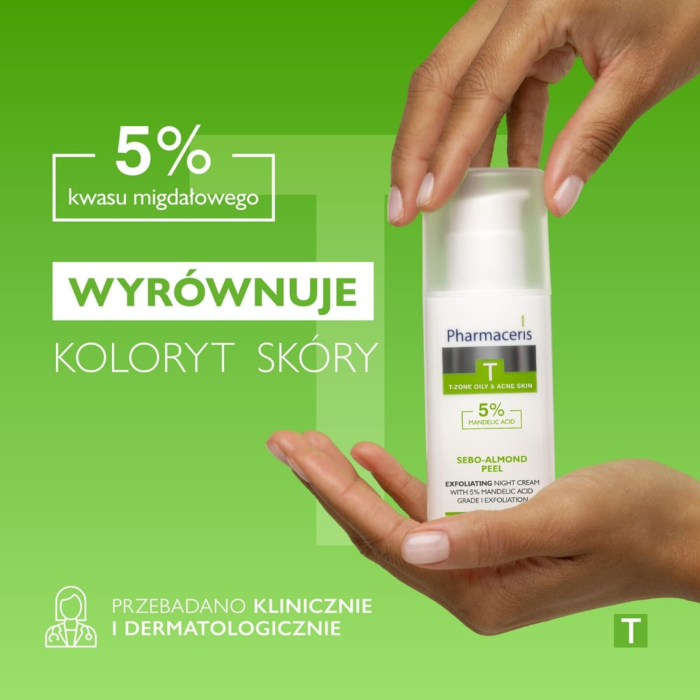 Pharmaceris T Sebo-Almond Peel Krem na noc z 5% kwasem migdałowym
