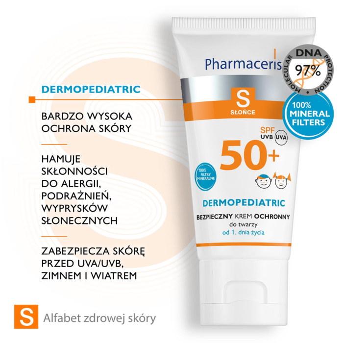 Pharmaceris S Bezpieczny krem ochronny do twarzy dla dzieci SPF50+ 