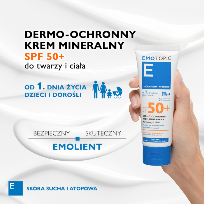 Emotopic SPF50+ Dermoochronny krem mineralny do twarzy i ciała