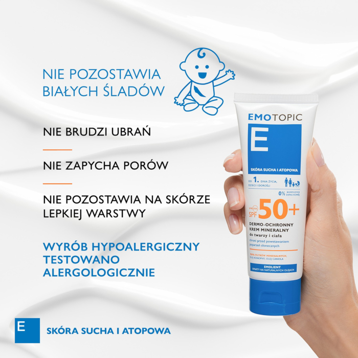 Emotopic SPF50+ Dermoochronny krem mineralny do twarzy i ciała