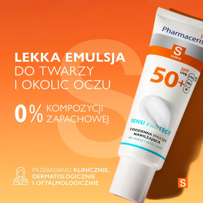Pharmaceris S Sensi Protect Codzienna emulsja ochronna do twarzy i okolic oczu SPF50+ 