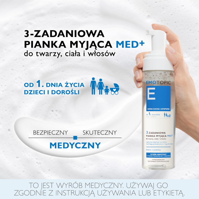 Emotopic 3-zadaniowa pianka myjąca do twarzy, ciała i włosów