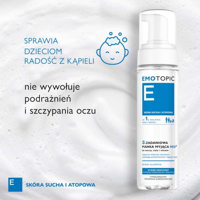 Emotopic 3-zadaniowa pianka myjąca do twarzy, ciała i włosów