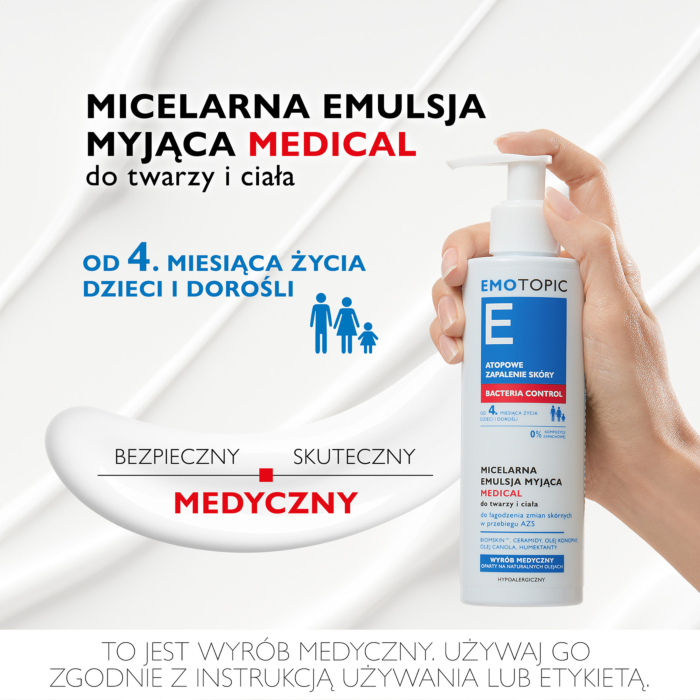 Emotopic Bacteria Control Medical Micelarna emulsja myjąca do twarzy i ciała