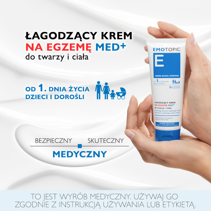 Emotopic Med+ Łagodzący krem na egzemę do twarzy i ciała