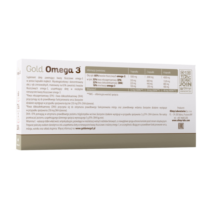 Olimp Gold Omega 3, Kwasy omega-3 z oleju rybiego Kapsułki, 60 szt.