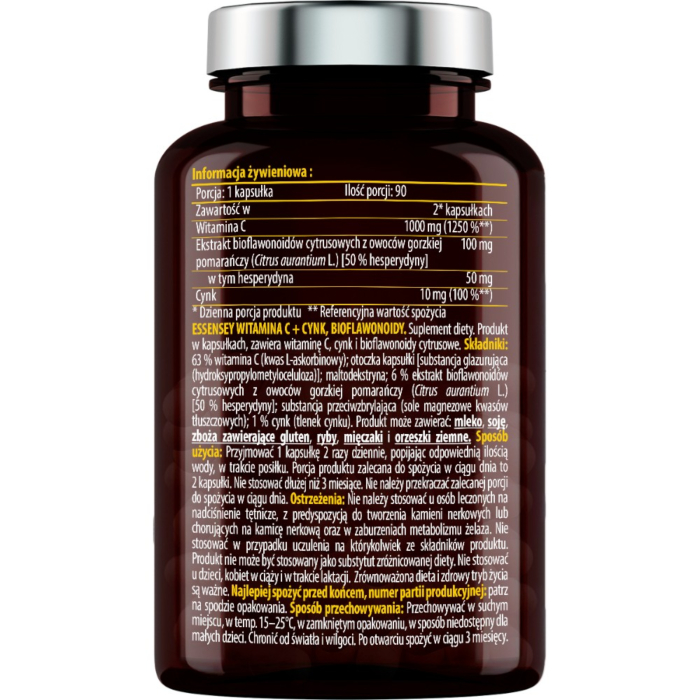 Essensey Witamina C + Cynk + Bioflawonoidy Kapsułki, 90 szt.